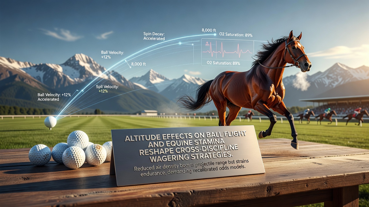 Jockey guiding thoroughbred around a high-altitude bend with distant mountains visible