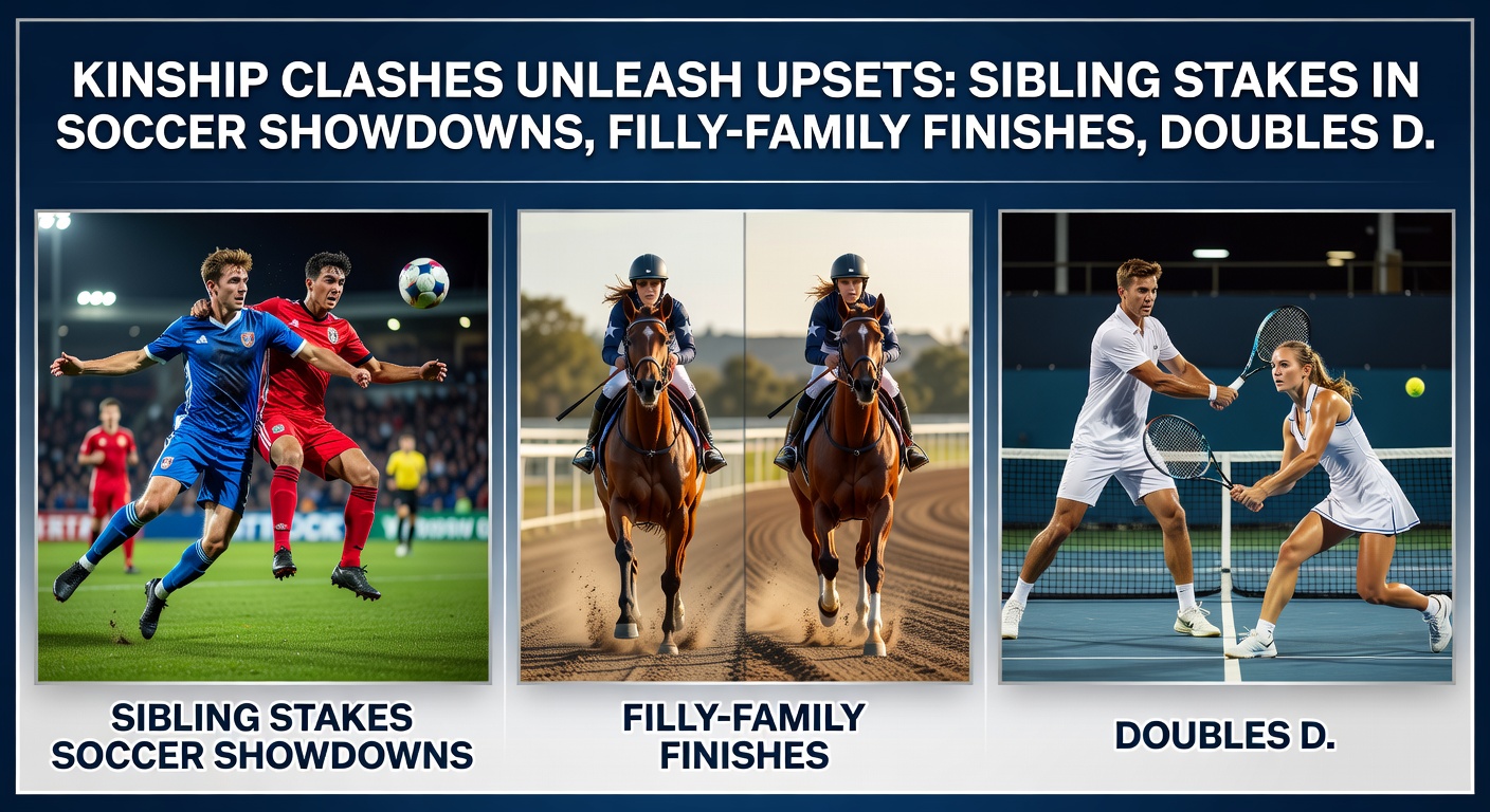 Fillies from the same family charging down the final stretch in a thrilling horse race finish