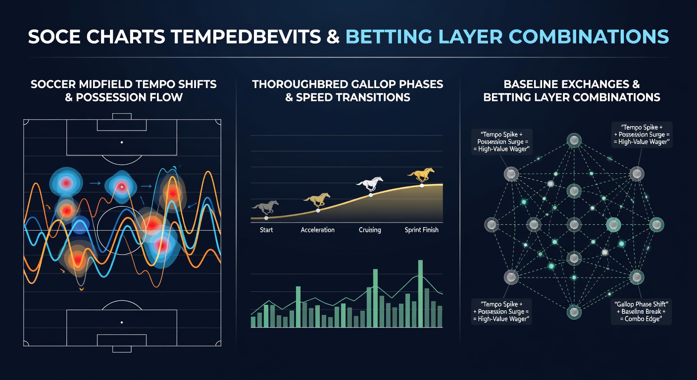 Pace charts overlaying soccer possession maps and horse racing gallop data for tempo analysis