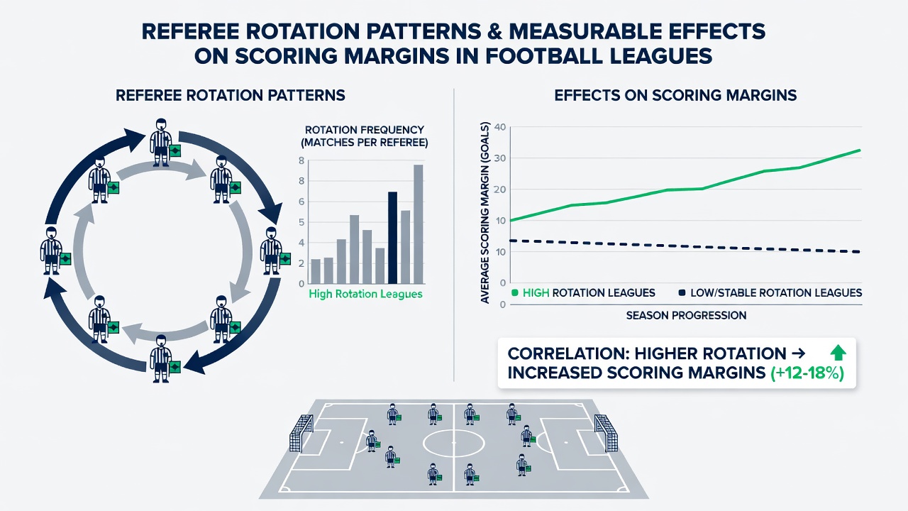 Steward and umpire rotation data charts overlaid on scoring margin graphs from multiple sports